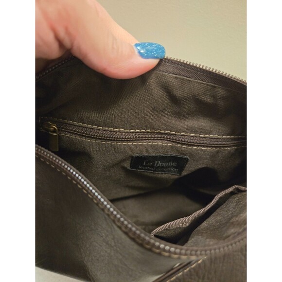 Le Donne Leather Collection Dark Brown Soft Leather Medium Size Shoulder Bag - Picture 9 of 13